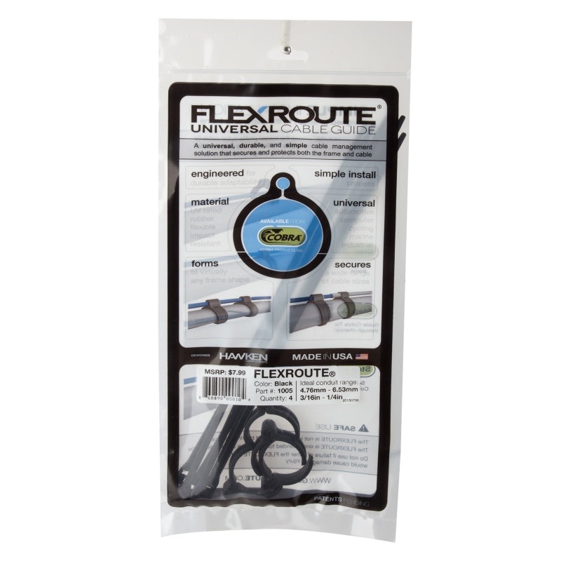 Cobra products FlexRoute Clips & Ties Cable guide SM 4.8-6.5mm Black 4 pack w/ ties