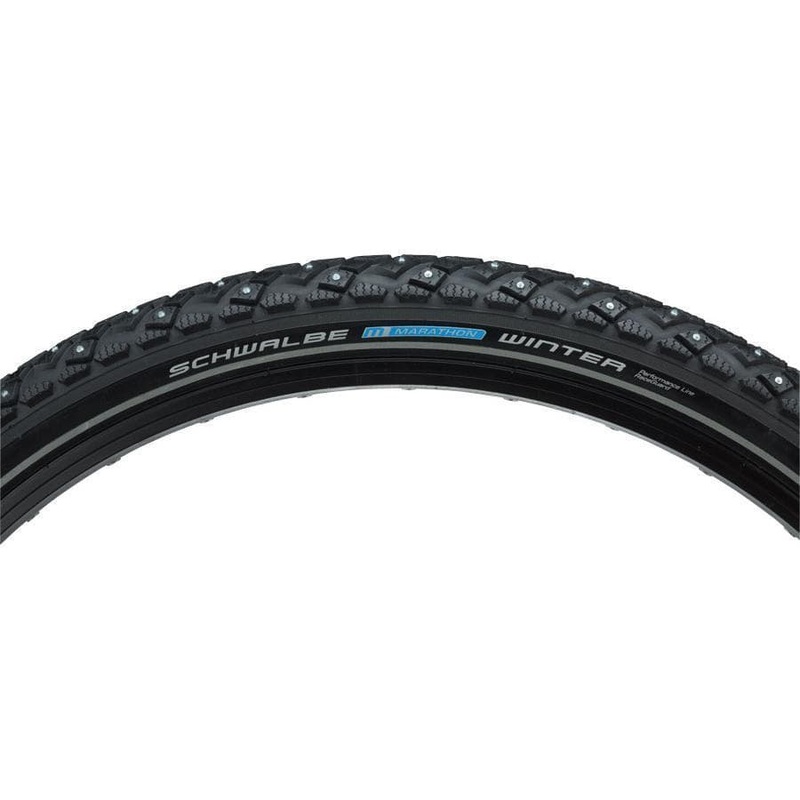 Marathon Winter Plus Bike Tire: 26 x 2.00, Wire Bead, Performance Line, Winter Compound, SmartGuard, TwinSkin, 200 Steel Studs, Black/R