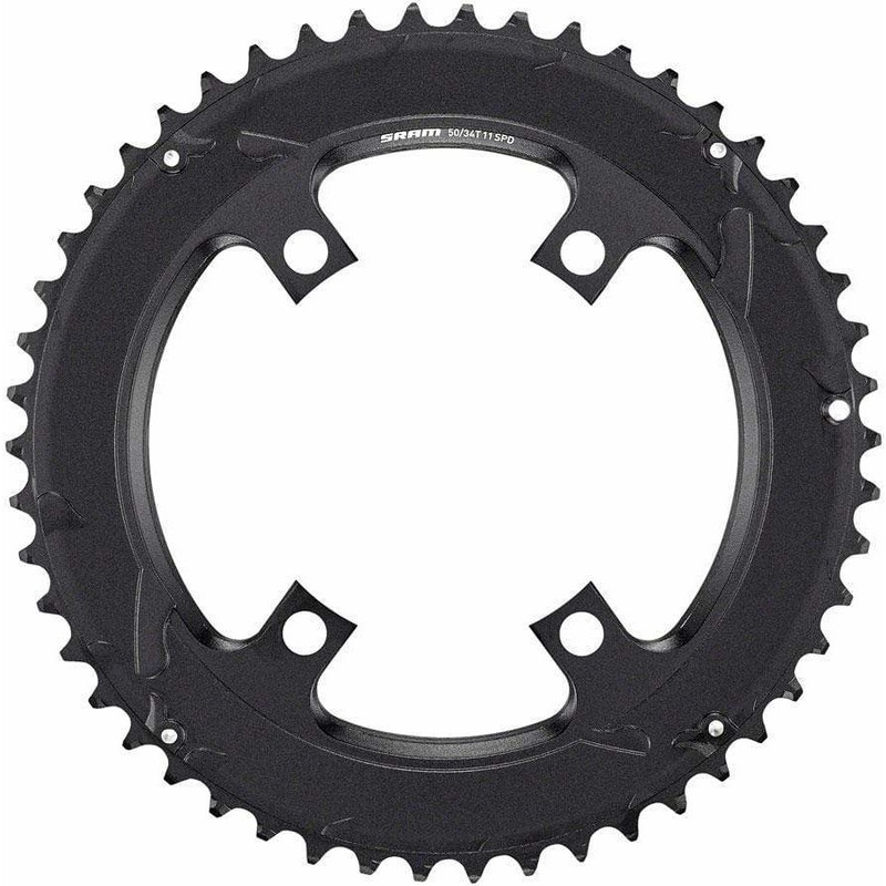 Road 110mm Asymmetrical Chainring Teeth: 50 Speed: 11 BCD: 110 Bolts: 4 Outer Aluminum Black