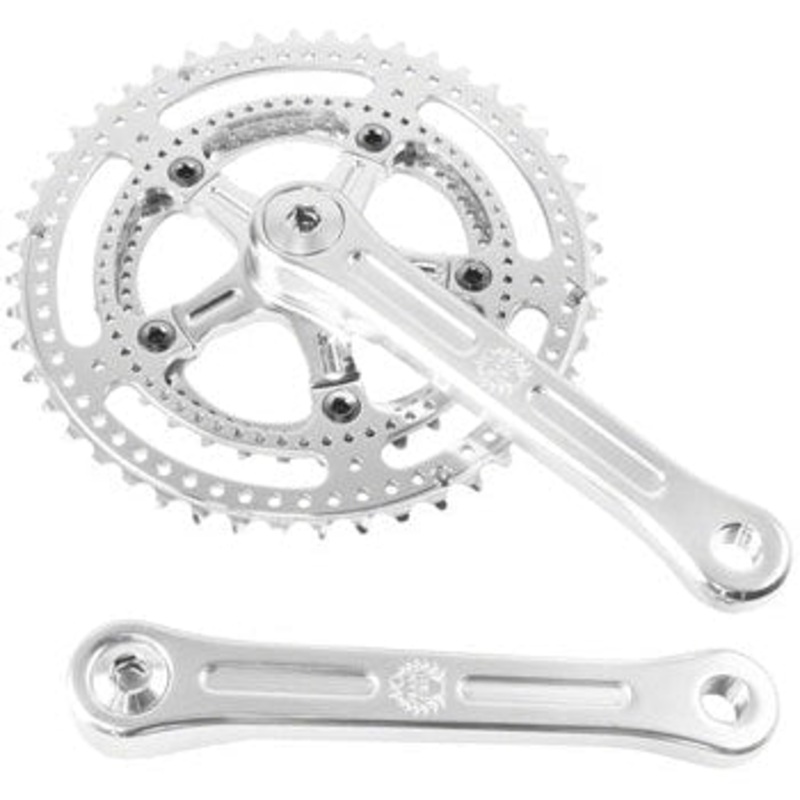 Grand Cru Drillium Cranks – 165mm, 8/9/10 Speed, 48/34t, Square Taper JIS Spindle Interface, Polished Aluminum