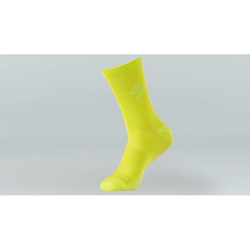 soft air tall logo sock hyper green xl