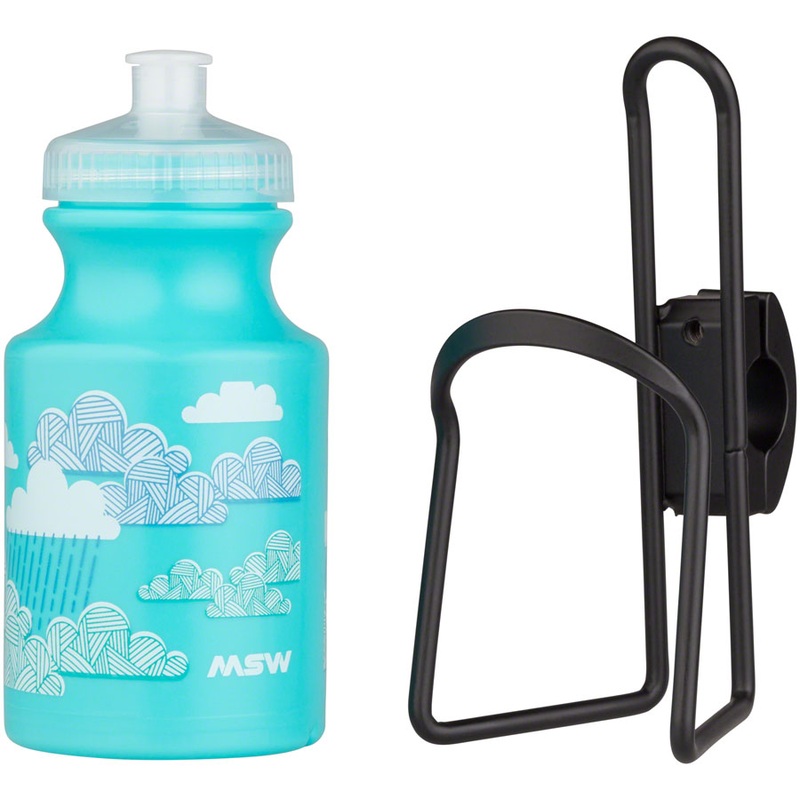 Kids Water Bottle and Cage Kit – Clouds w/ Black Cage