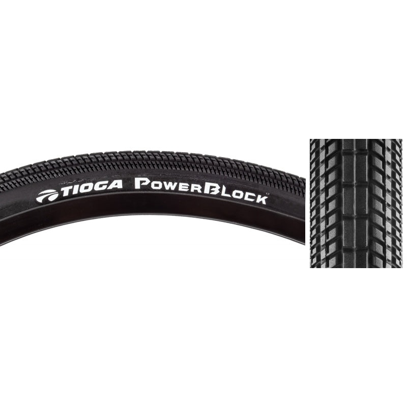Tioga PowerBlock Tire – 20 x 1-3/8 Clincher Wire Black 60tpi