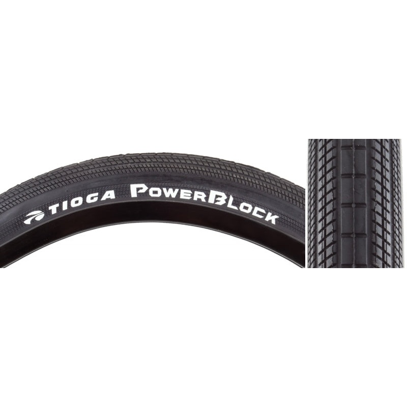 Tioga PowerBlock Tire – 20 x 1.6 Clincher Wire Black 60tpi