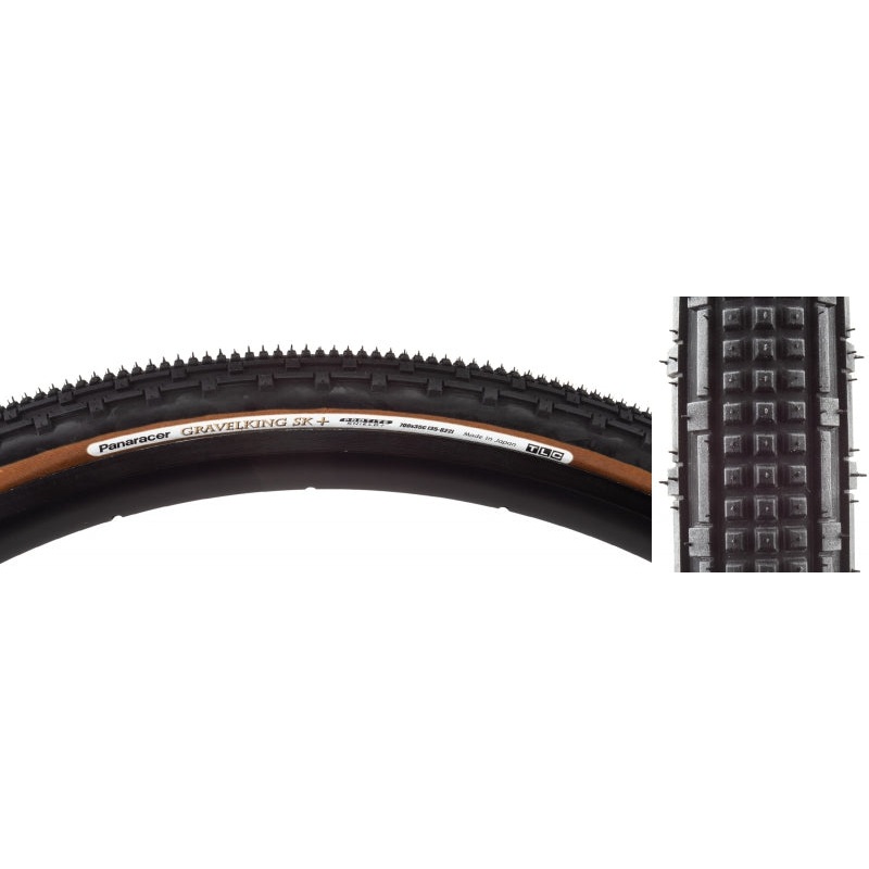Panaracer GravelKing SK Plus Tire – 700 x 35 Tubeless Folding BLK/Brown ProTite Protection