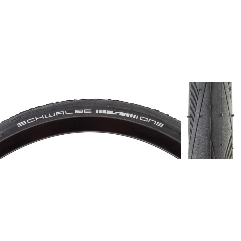 Schwalbe One Tire – 20 x 1-1/8 Clincher Wire BLK Performance Line RaceGuard Addix