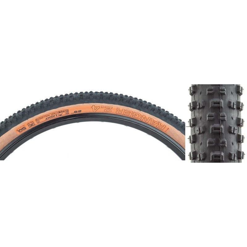 WTB Ranger Tire – 29 x 2.4 TCS Tubeless Folding BLK/Tan Light/Fast Rolling Dual DNA SG2
