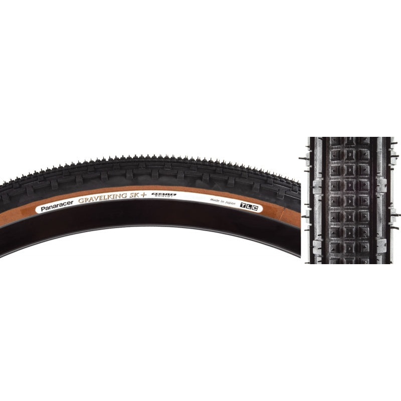 Panaracer GravelKing SK Plus Tire – 700 x 45 Tubeless Folding BLK/Brown ProTite Protection