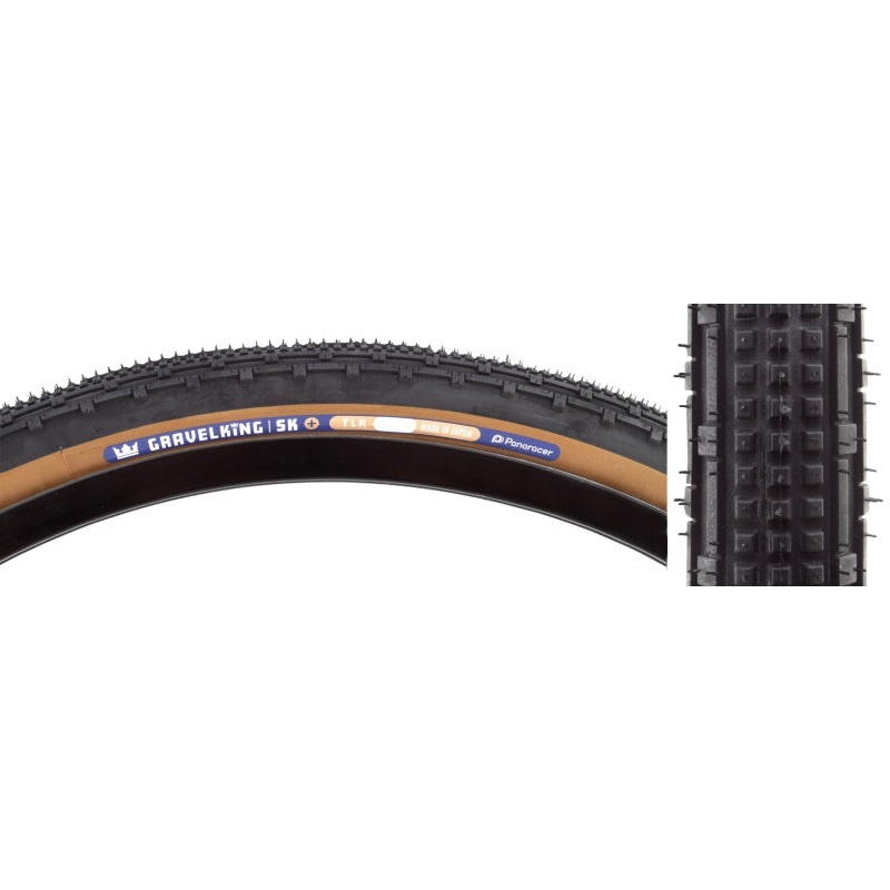Panaracer GravelKing SK Plus Tire – 700 x 50 Tubeless Folding Black/Brown