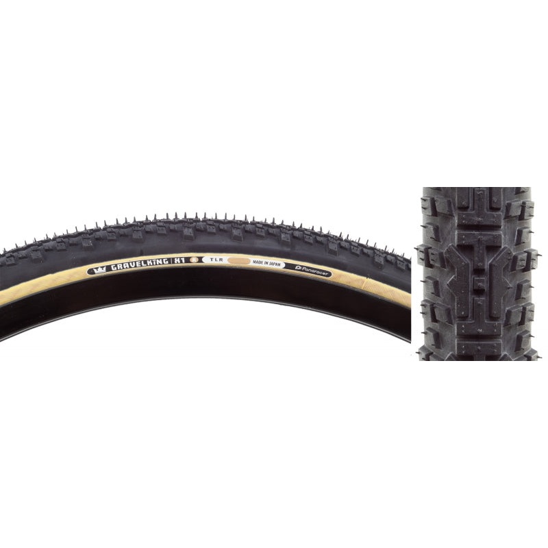 Panaracer GravelKing X1 R Tire – 700 x 35 Tubeless Folding Black/Amber