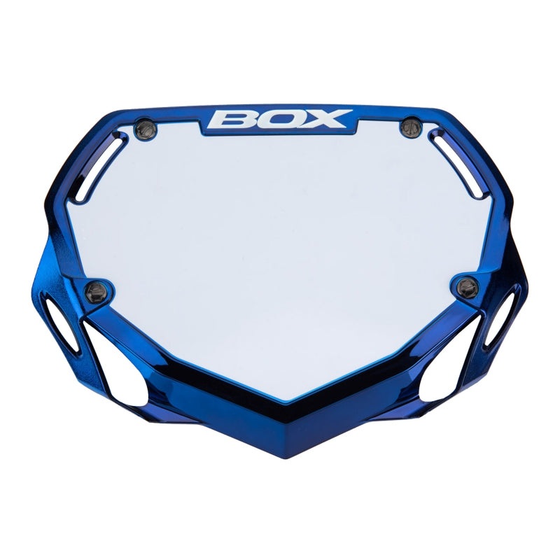 Box Two Number Plate Blue Chrome – Small