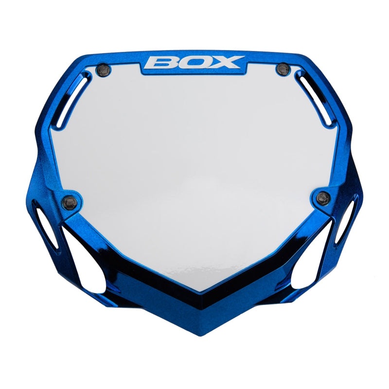 Box Two Number Plate Blue Chrome – Large