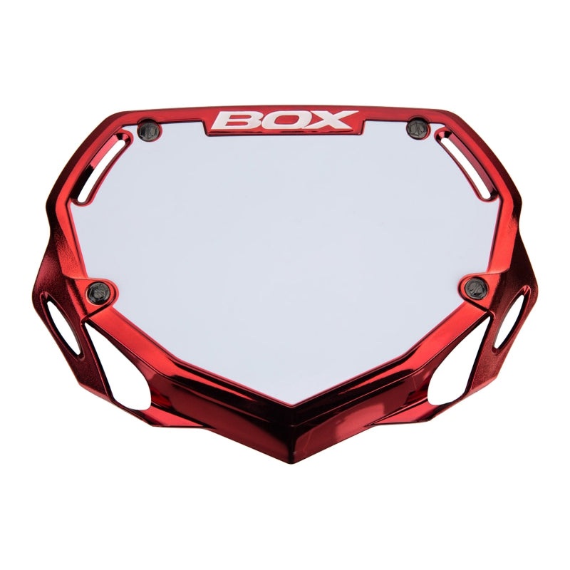 Box Two Number Plate Red Chrome – Small