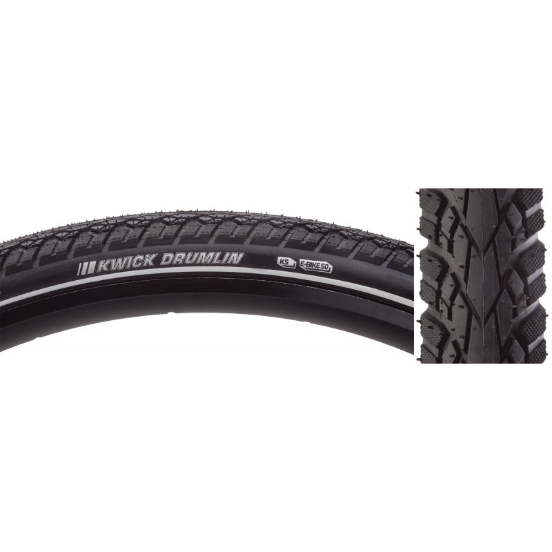 Kwick Drumlin Tire – 700 x 38 Clincher Wire Black/Reflective 60tpi