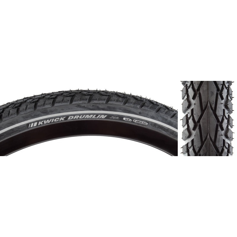 Kwick Drumlin Tire – 26 x 2.2 Clincher Wire Black/Reflective 60tpi KS