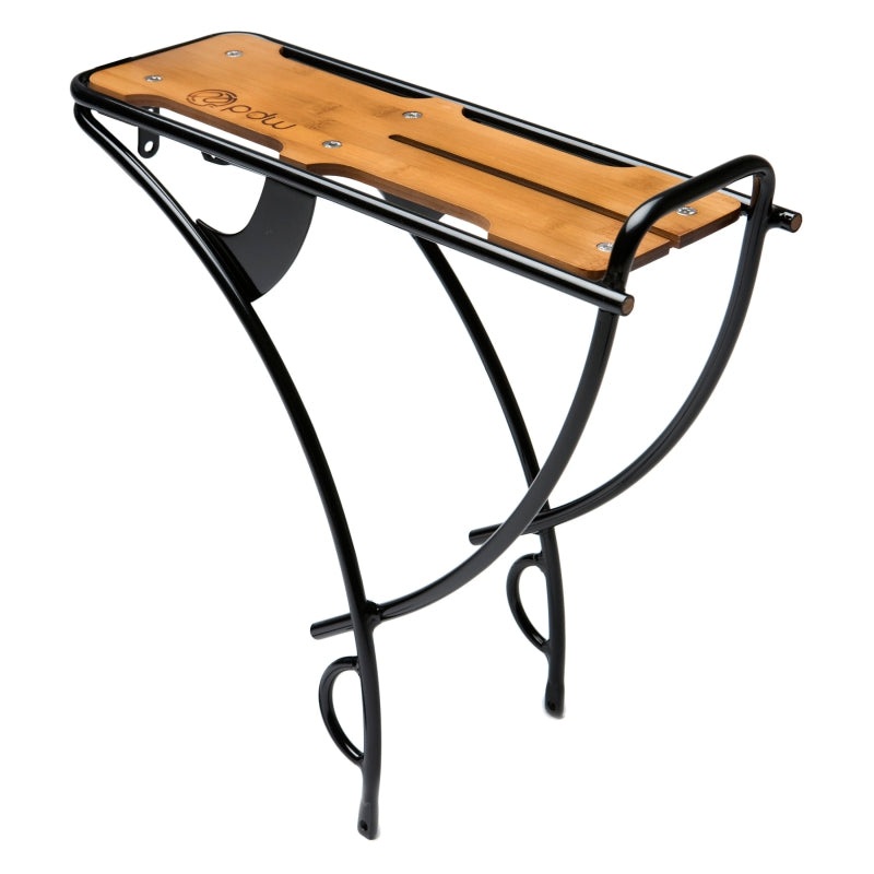 Loading Dock Rear Rack: Alloy with Bamboo Deck