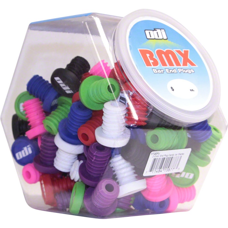 Jar Of BMX End Plugs 50 Pair Various Colors