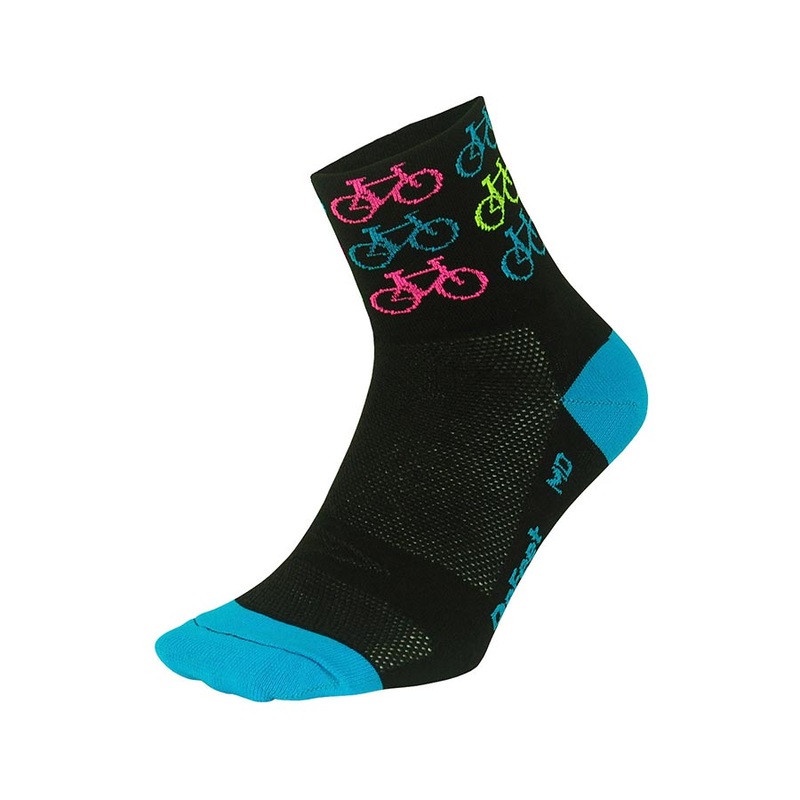 DeFeet Aireator 2-3 Cuff Socks Cool Bikes Black/Process Blue L Pair