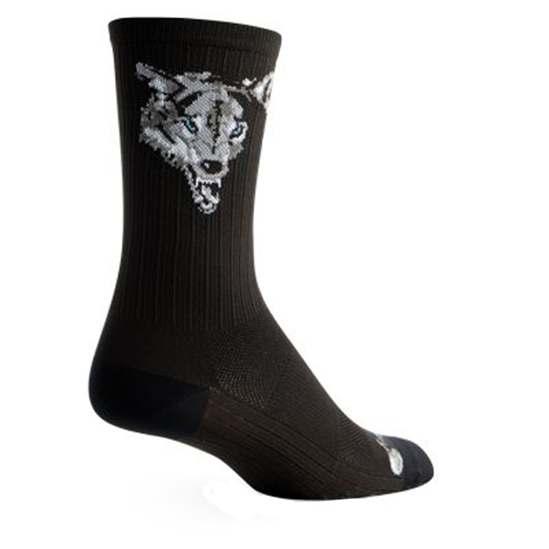 SockGuy SGX Wolf Socks – 6 Black Small/Medium