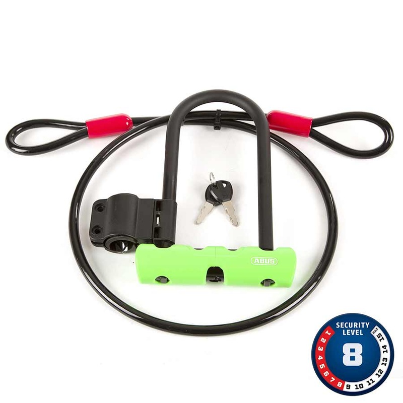Ultra Mini + Cobra Loop U-Lock Key 12mm 15.0cm x 18.0cm 5.9 x 7.1 SH34 Green; Cable 10mm 120cm 4