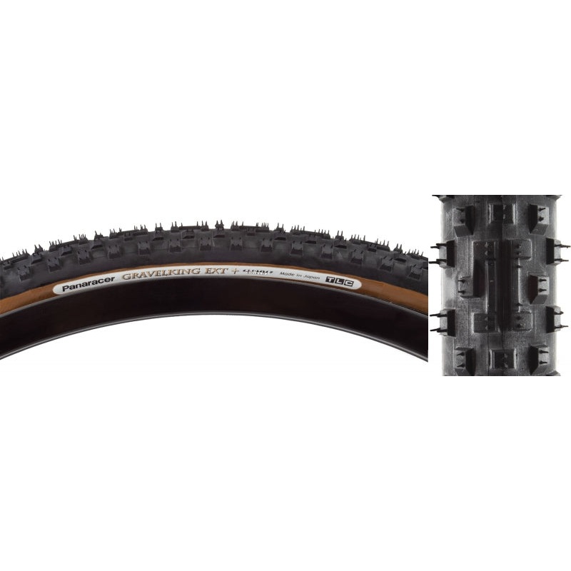 Panaracer GravelKing EXT Plus Tire – 700 x 38 Tubeless Folding BLK/Brown ProTite Protection