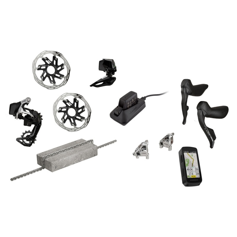 Red eTap AXS Road Groupset – 2×12-Speed HRD Shift/Brake Levers FM Calipers CL Rotors Chain F/R Derailleurs Hammerhead Karoo E1