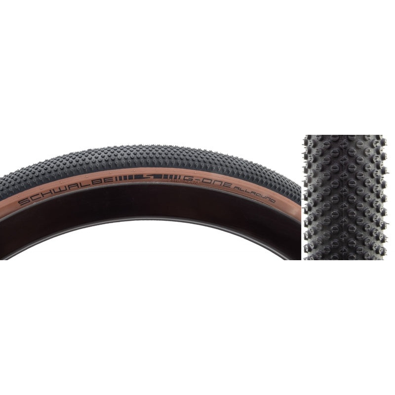 Schwalbe G-One Allround Tire – 700 x 40 Tubeless Folding BLK/Tan Performance Line Addix