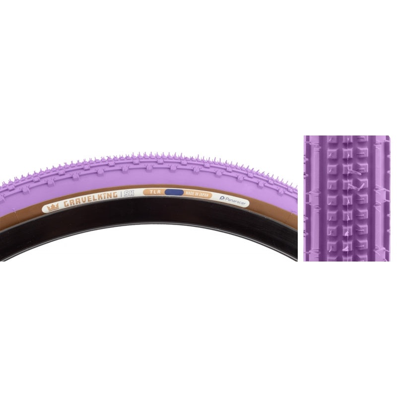 Panaracer GravelKing SK Tire – 700 x 45 Tubeless Folding Purple/Brown