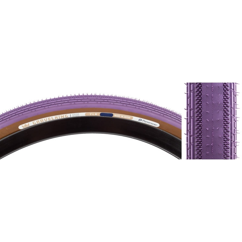 Panaracer GravelKing SS Tire – 700 x 40 Tubeless Folding Purple/Brown