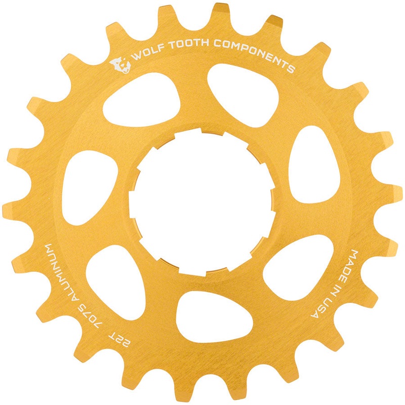 Single Speed Aluminum Cog – 22t Compatible with 3/32 Chains Gold