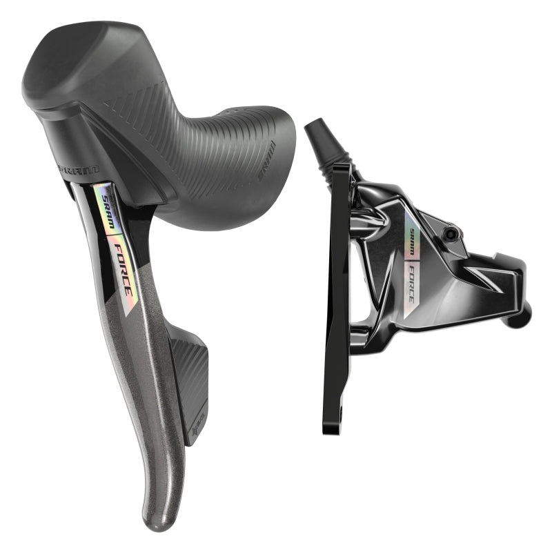 SRAM Force AXS HRD eTap Shift/Brake Lever Hydraulic Disc Brake Caliper – Left/Front Flat Mount 20mm Offset Iridescent Gray/Blk D2
