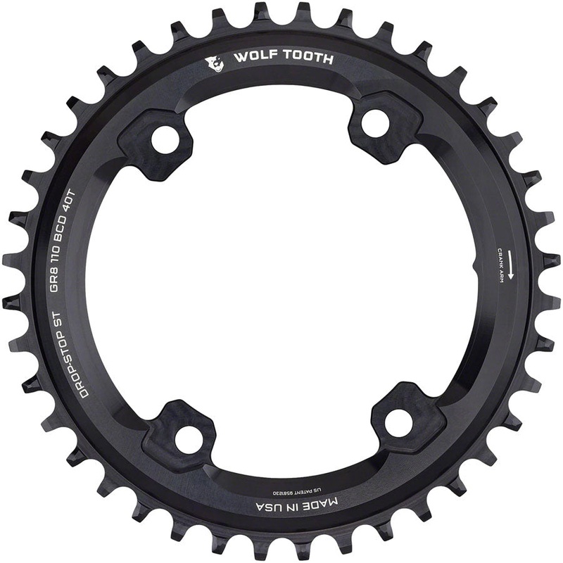 Shimano 110 Asymmetric BCD Chainring – 40t 110 Asymmetric BCD 4-Bolt Drop-Stop ST For Shimano GRX Cranks BLK