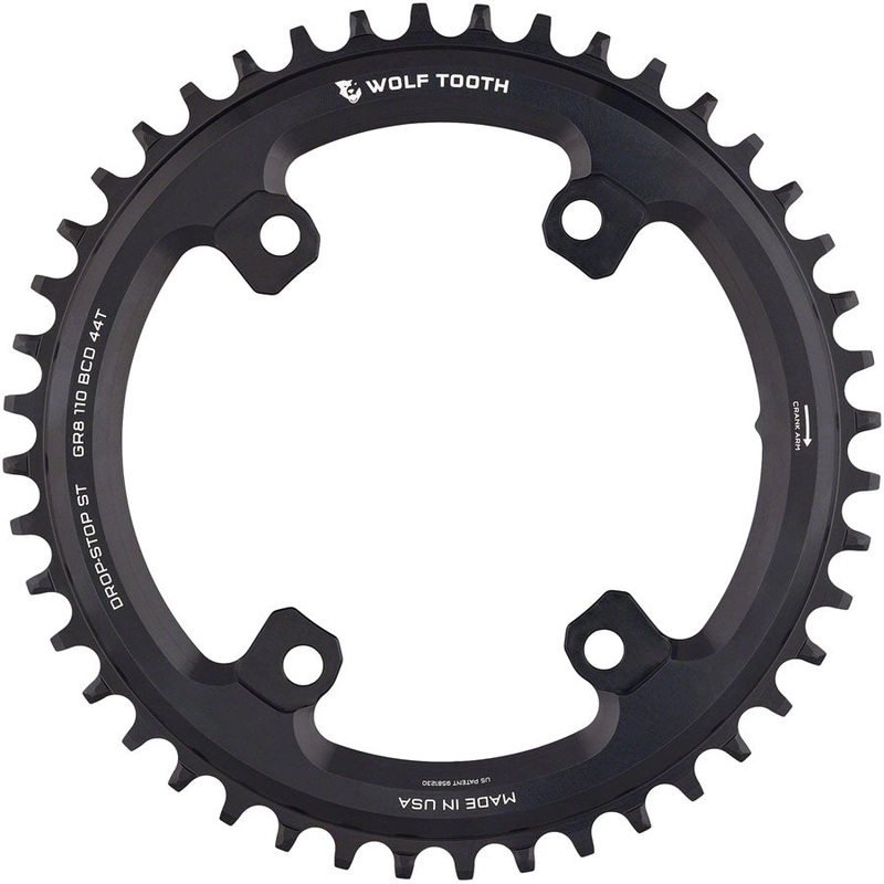 Shimano 110 Asymmetric BCD Chainring – 44t 110 Asymmetric BCD 4-Bolt Drop-Stop ST For Shimano GRX Cranks BLK
