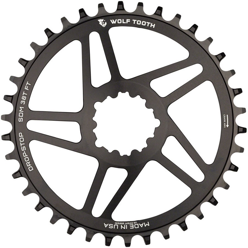Direct Mount Chainring – 38t SRAM Direct Mount For SRAM 3-Bolt 6mm Offset Drop-Stop B Flattop Compatible BLK