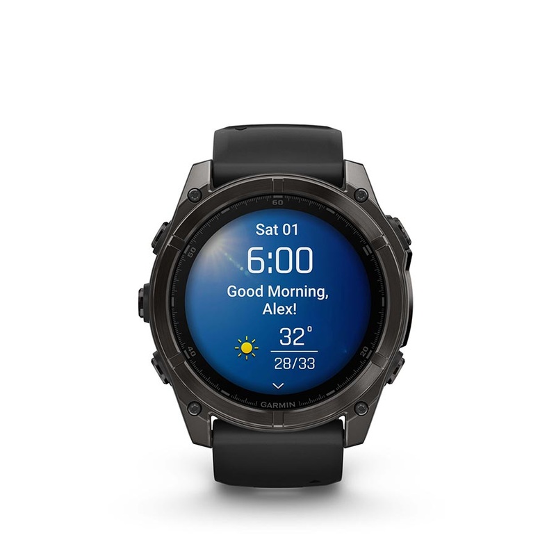 Garmin fenix 8 Smartwatch – 51mm AMOLED Sapphire Carbon Gray DLC Titanium BLK/Pebble Gray Silicone
