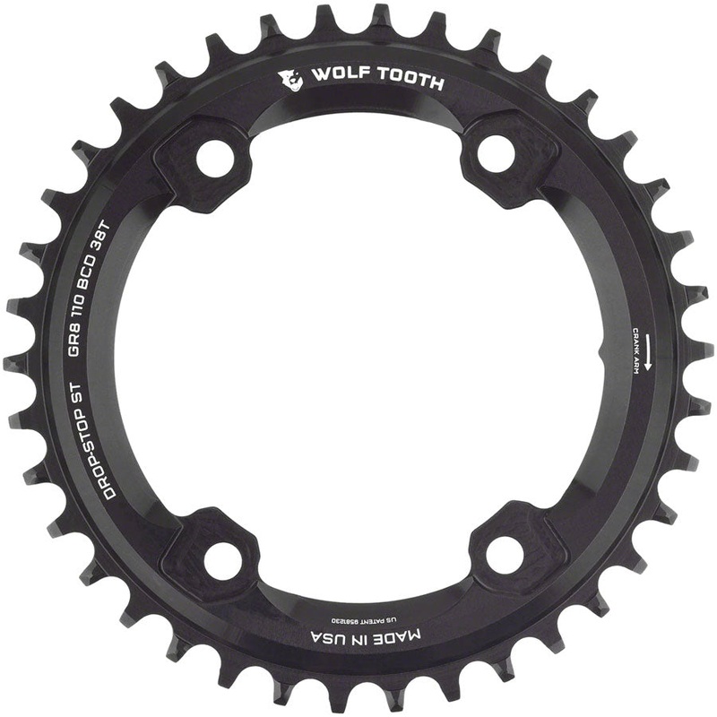 Shimano 110 Asymmetric BCD Chainring – 38t 110 Asymmetric BCD 4-Bolt Drop-Stop ST For Shimano GRX Cranks BLK