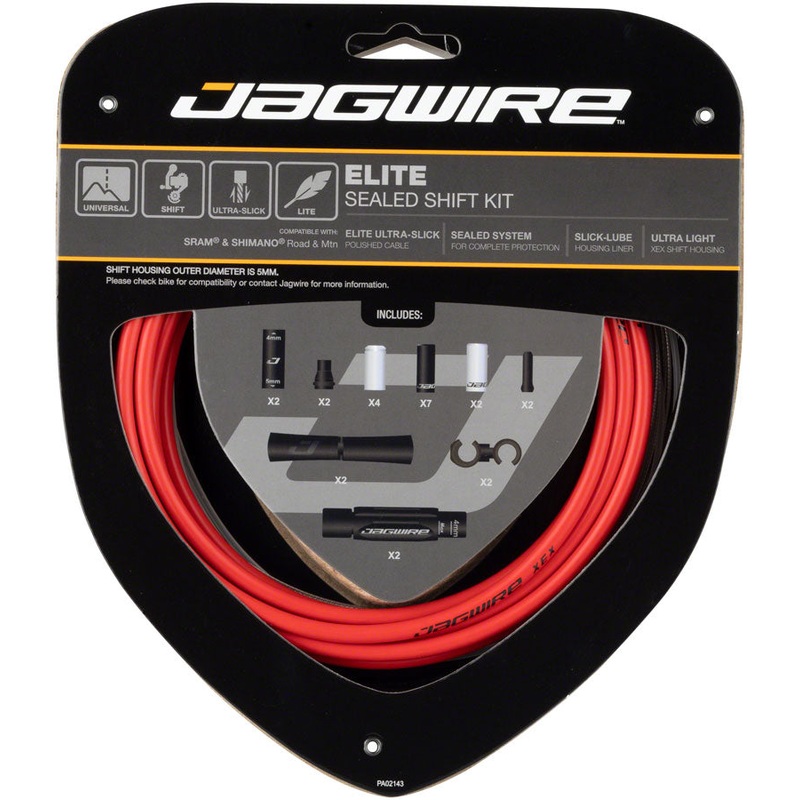 Elite Sealed Shift Cable Kit –  SRAM/Shimano Ultra-Slick Uncoated Cables Red