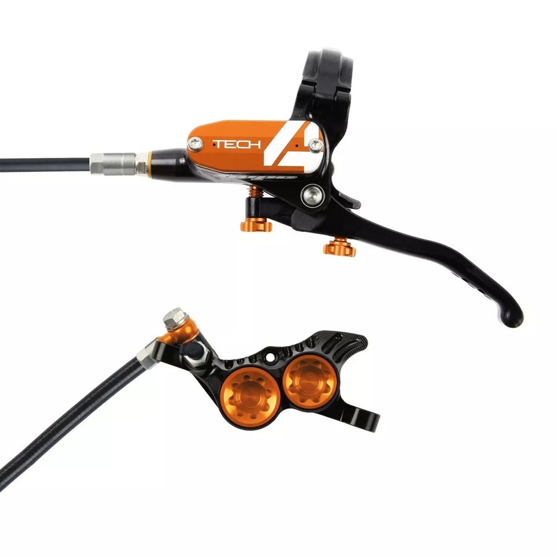 Tech 4 V4 Disc Brake and Lever Set – Rear Hydraulic Post Mount Orange