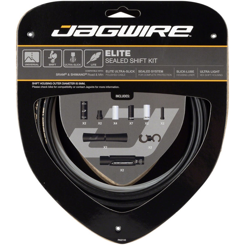 Elite Sealed Shift Cable Kit – SRAM/Shimano Ultra-Slick Uncoated Cables BLK