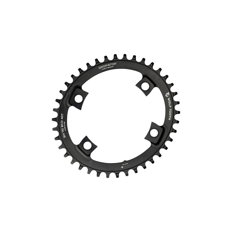 Wolf Tooth Elliptical Shimano 110 Asymmetric BCD Chainring – 42t 110 Asymmetric BCD 4-Bolt Drop-Stop For Shimano Cranks BLK