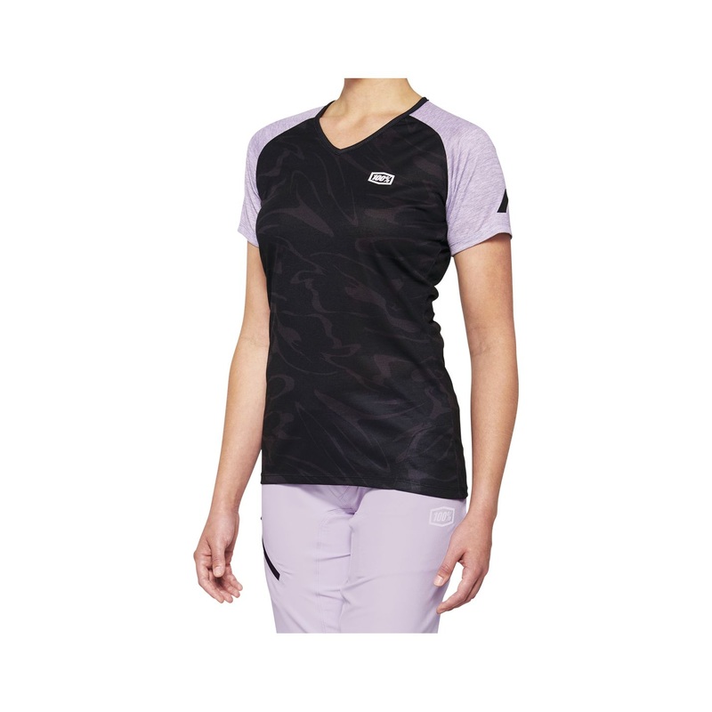 100% Airmatic Jersey – Black/Lavender Short Sleeve Womens Small