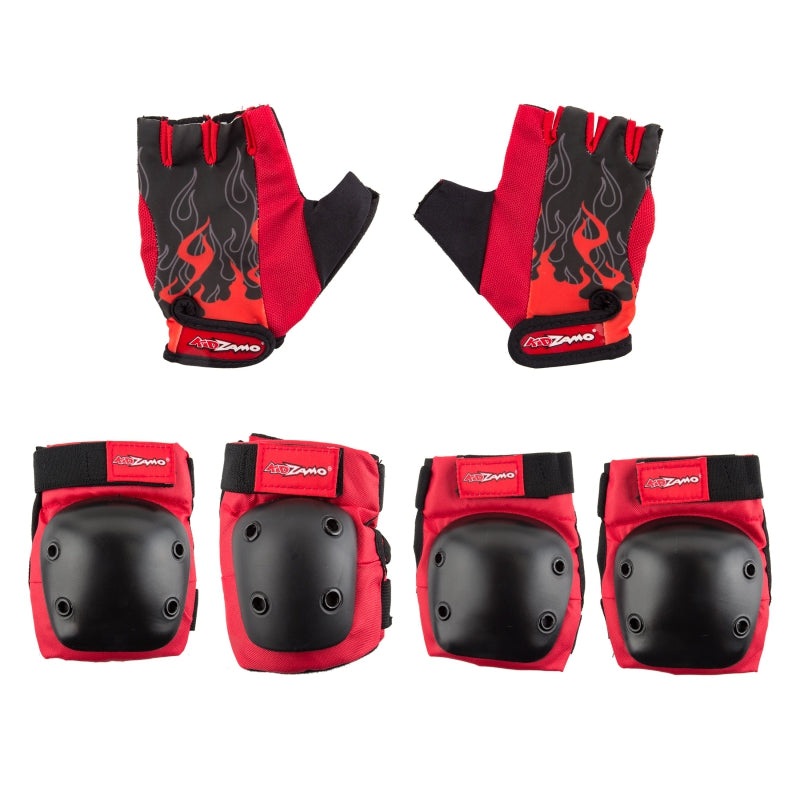 Kidzamo HD Elbow/Knee Pad & Glove Set  Youth Unisex Flame