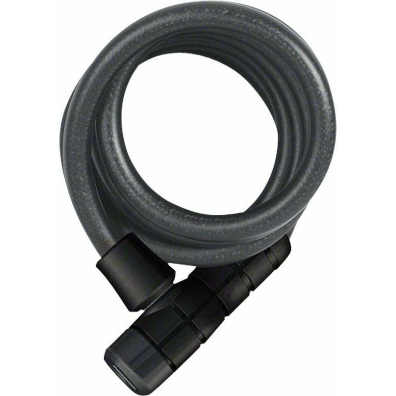 Booster 6512 Keyed Coiled Bike Cable Lock: 180cm x 12mm With Mount, Black