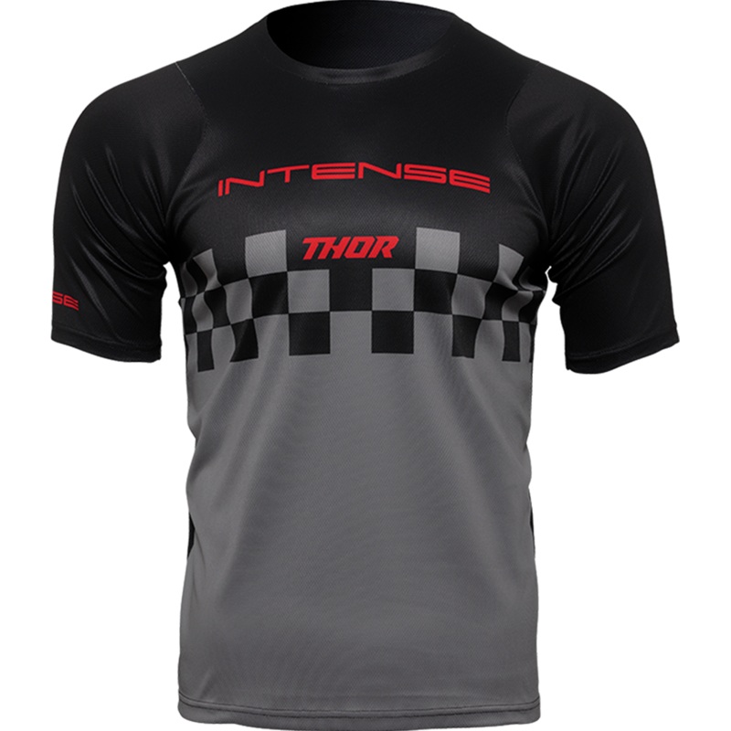Men’s INTENSE x THOR MTB Assist Chex Black/Grey Short Sleeve Jersey
