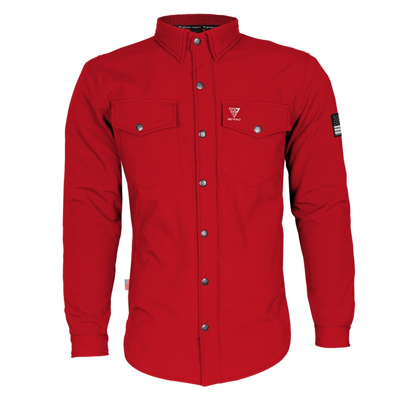 Protective SoftShell Winter Jacket for Men – Red Matte with Pads