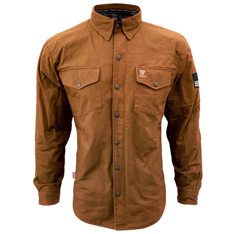 Protective Canvas Jacket for Men – Light Brown with Pads