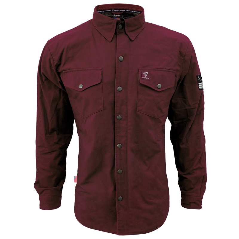 Protective Canvas Jacket for Men – Red Maroon with Pads