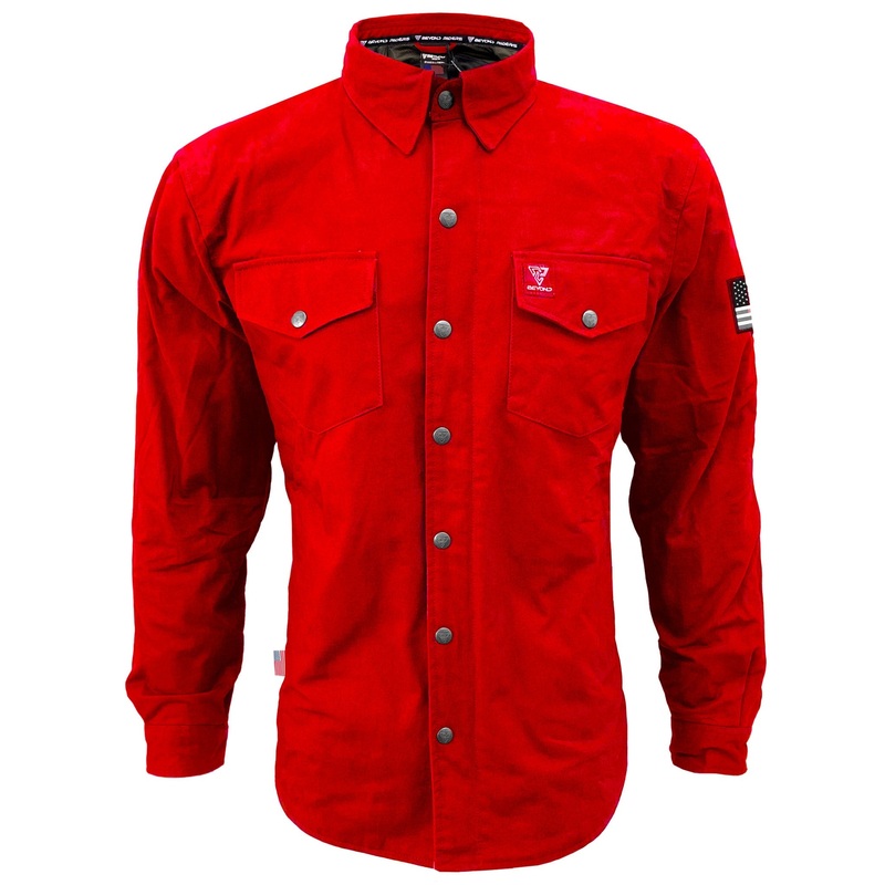 Protective Canvas Jacket for Men – Red with Pads