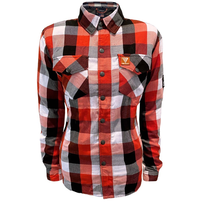 Protective Flannel Shirt for Women – Red Black White Checkered with Pads