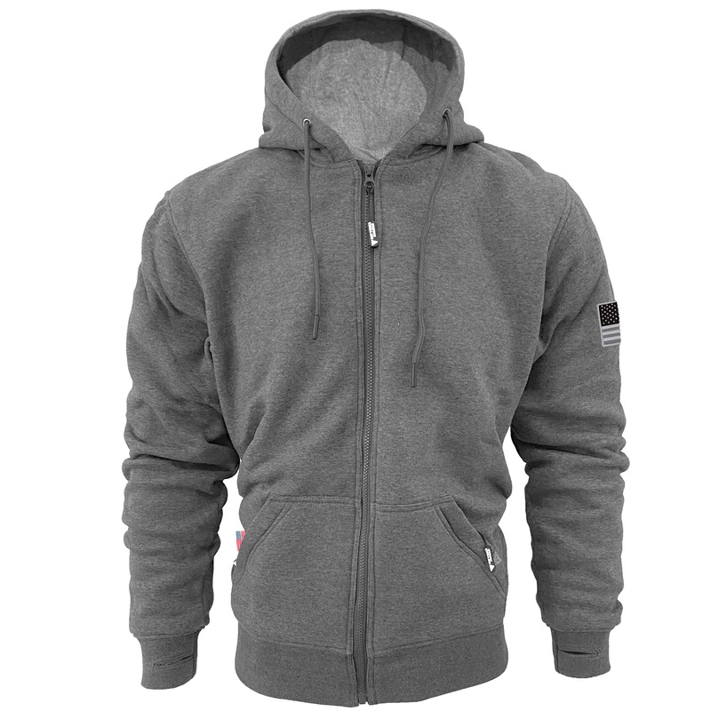 Protective Fleece Unisex Hoodie – Gray Heather with Pads